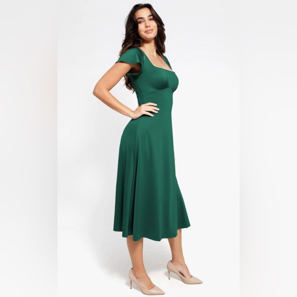 Popilush Shapewear Built-In Tummy Control A-Line Midi Dresses - Picture 2 of 8